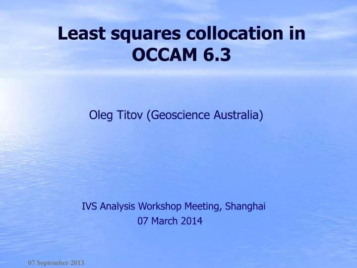 least squares collocation in occam 6 3