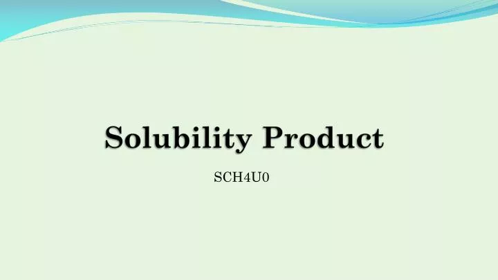 solubility product
