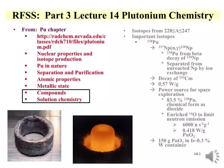 rfss part 3 lecture 14 plutonium chemistry