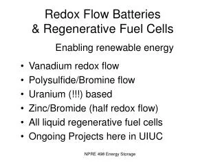 Redox Flow Batteries &amp; Regenerative Fuel Cells