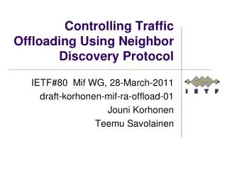 Controlling Traffic Offloading Using Neighbor Discovery Protocol
