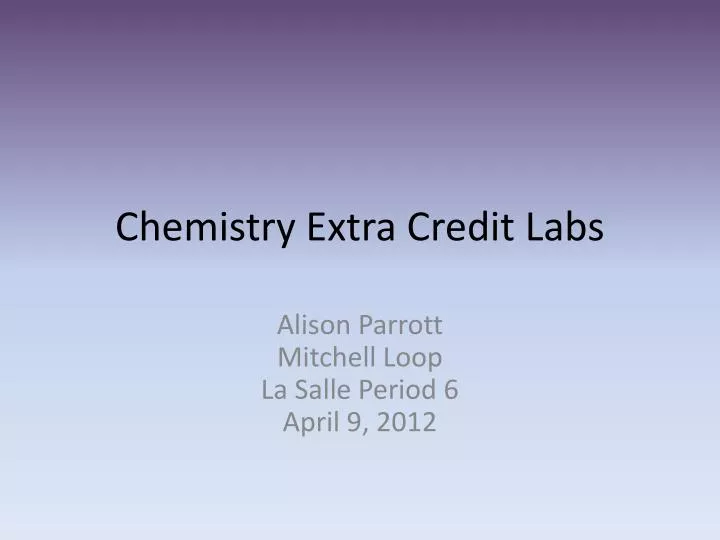 chemistry extra credit labs