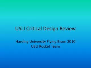USLI Critical Design Review