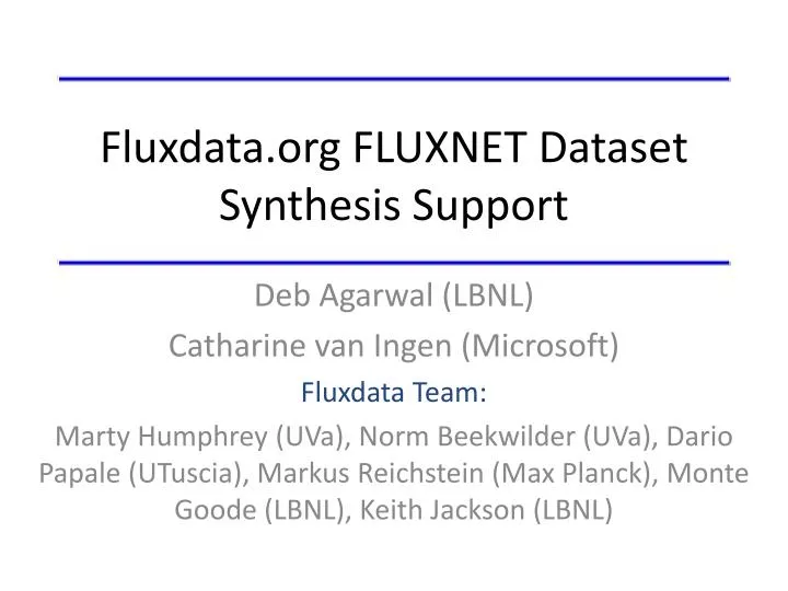 fluxdata org fluxnet dataset synthesis support