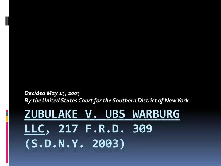 decided may 13 2003 by the united states court for the southern district of new york