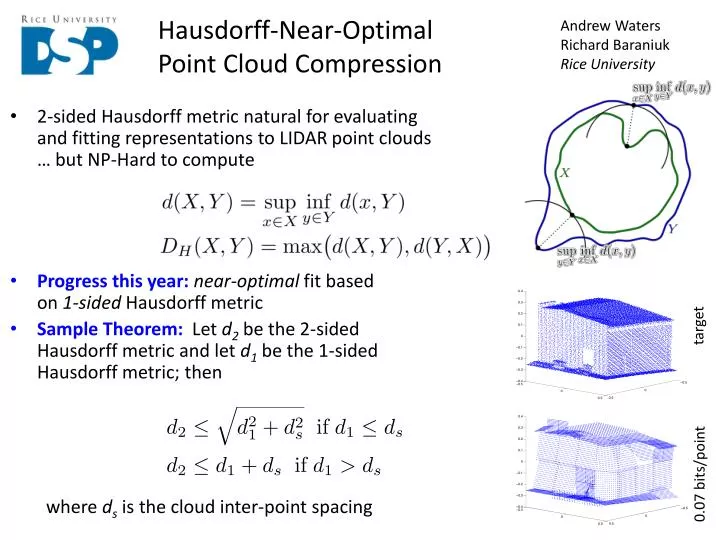 hausdorff near optimal point cloud compression