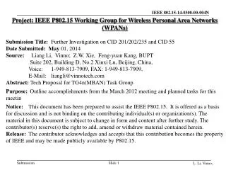 Project: IEEE P802.15 Working Group for Wireless Personal Area Networks (WPANs)