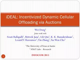 iDEAL : Incentivized Dynamic Cellular Offloading via Auctions
