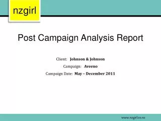 Post Campaign Analysis Report Client : Johnson &amp; Johnson Campaign: Aveeno
