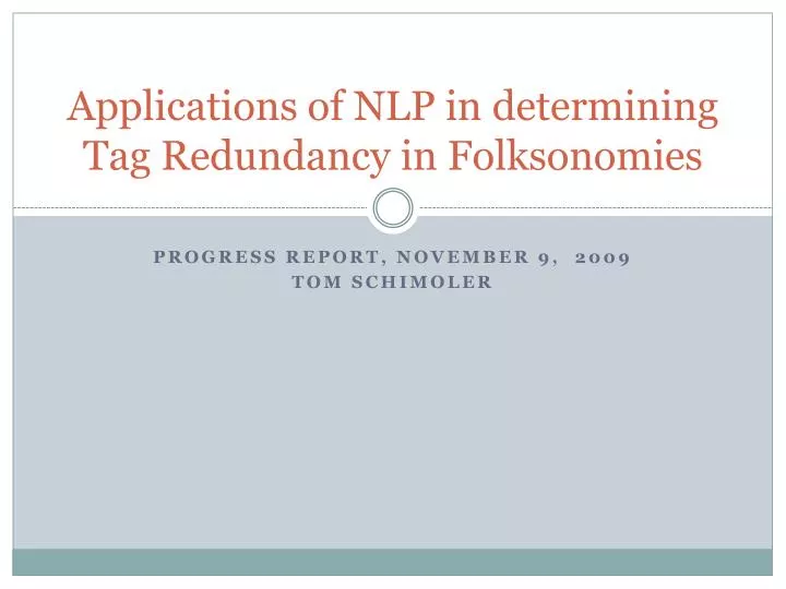 applications of nlp in determining tag redundancy in folksonomies