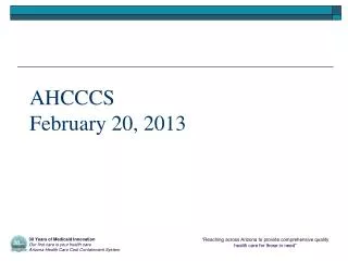 AHCCCS February 20, 2013