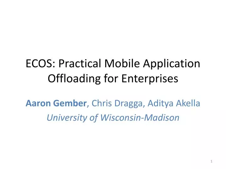 ecos practical mobile application offloading for enterprises