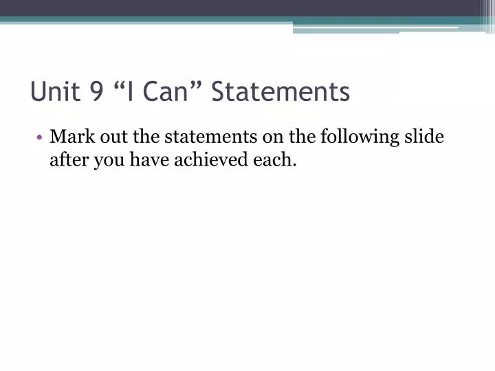 unit 9 i can statements