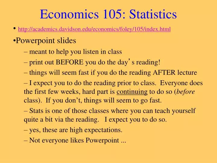 economics 105 statistics