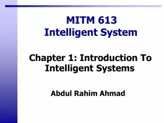 MITM 613 Intelligent System