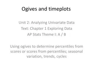 Ogives and timeplots