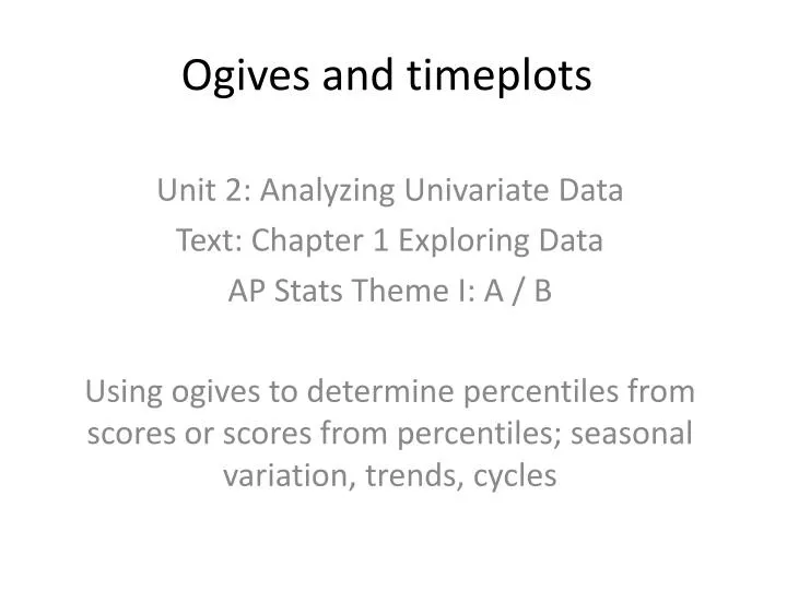 ogives and timeplots