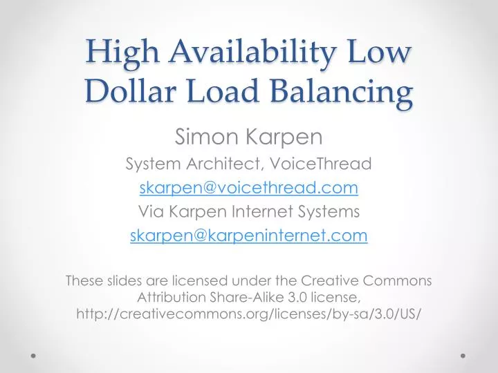high availability low dollar load balancing