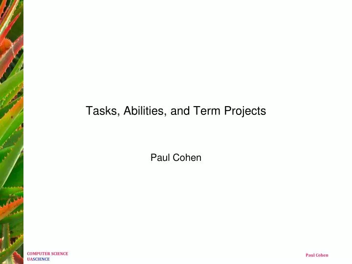 tasks abilities and term projects