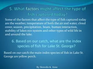 5. What factors might affect the type of fish captured today?