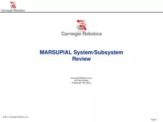 MARSUPIAL System/Subsyste m Review