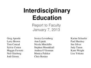 Interdisciplinary Education