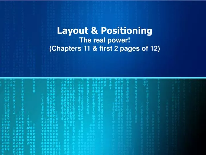 layout positioning the real power chapters 11 first 2 pages of 12