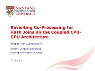 Revisiting Co-Processing for Hash Joins on the Coupled CPU-GPU Architecture