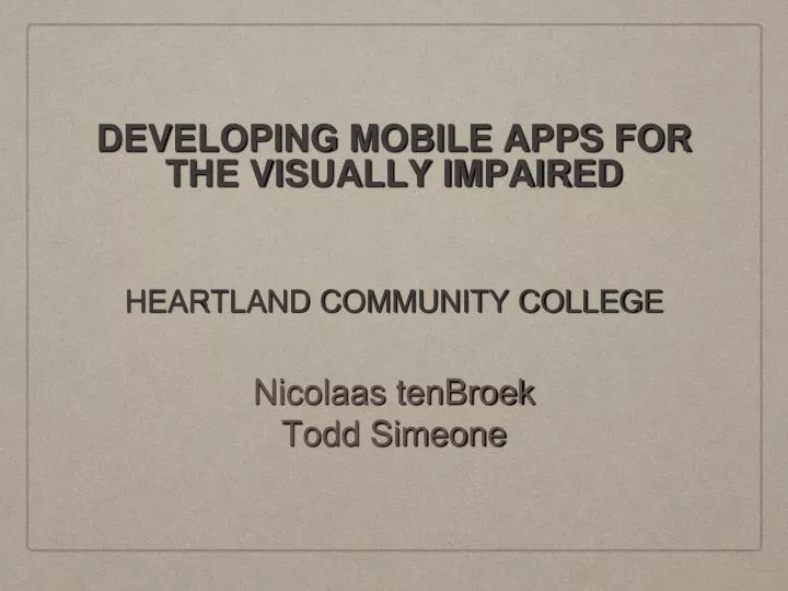 developing mobile apps for the visually impaired