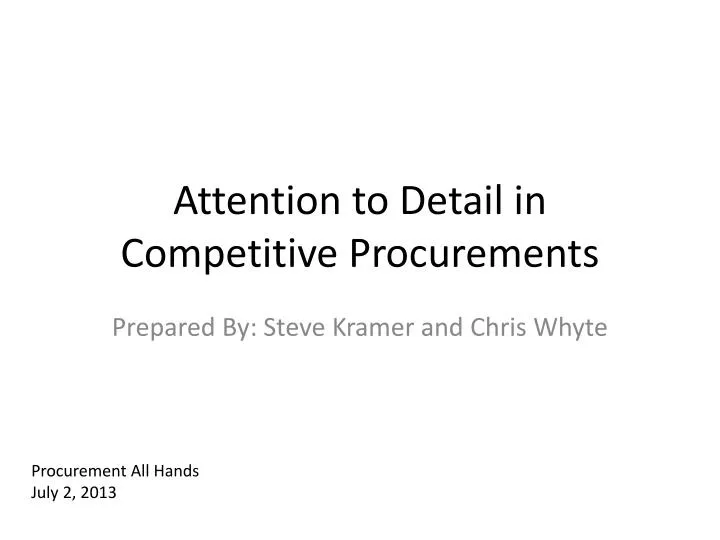 attention to detail in competitive procurements