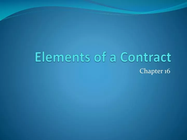 elements of a contract