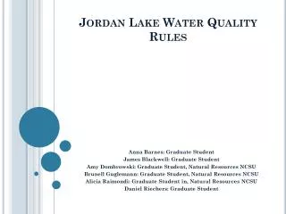 Jordan Lake Water Quality Rules
