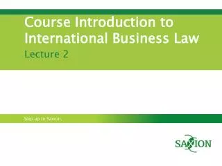 Course Introduction to International Business Law