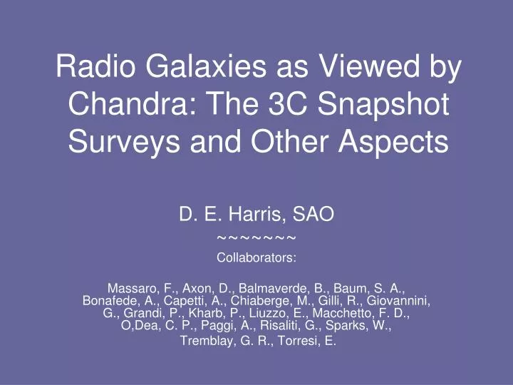 radio galaxies as viewed by chandra the 3c snapshot surveys and other aspects