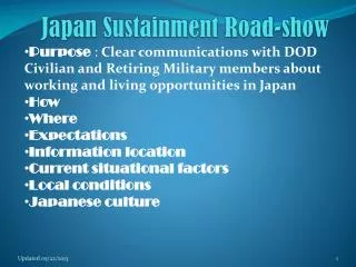 Japan Sustainment Road-show