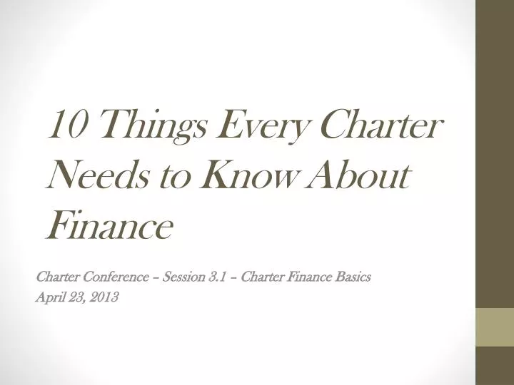 10 things every charter needs to know about finance