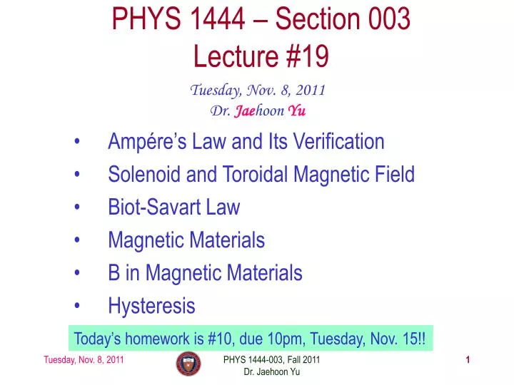 phys 1444 section 003 lecture 19
