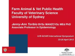 Farm Animal &amp; Vet Public Health Faculty of Veterinary Science University of Sydney