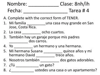 nombre clase 8nh ih fecha tarea 4