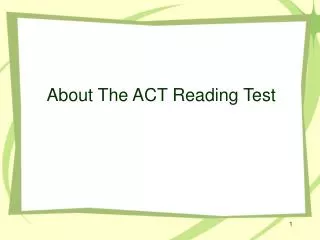 About The ACT Reading Test