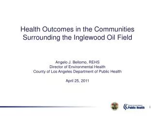 Health Outcomes in the Communities Surrounding the Inglewood Oil Field