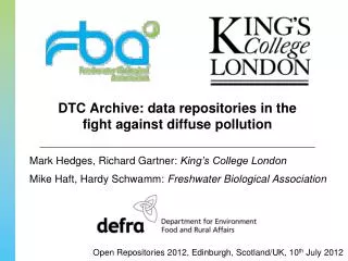 DTC Archive: data repositories in the fight against diffuse pollution