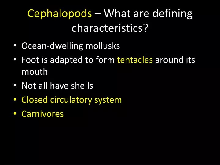 cephalopods what are defining characteristics