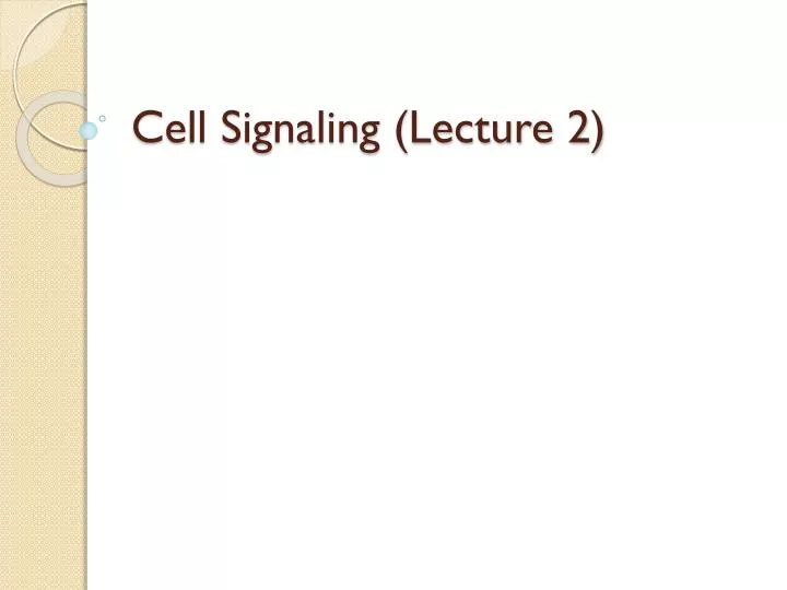 cell signaling lecture 2