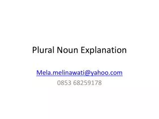 Plural Noun Explanation