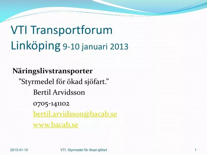 vti transportforum link ping 9 10 januari 2013
