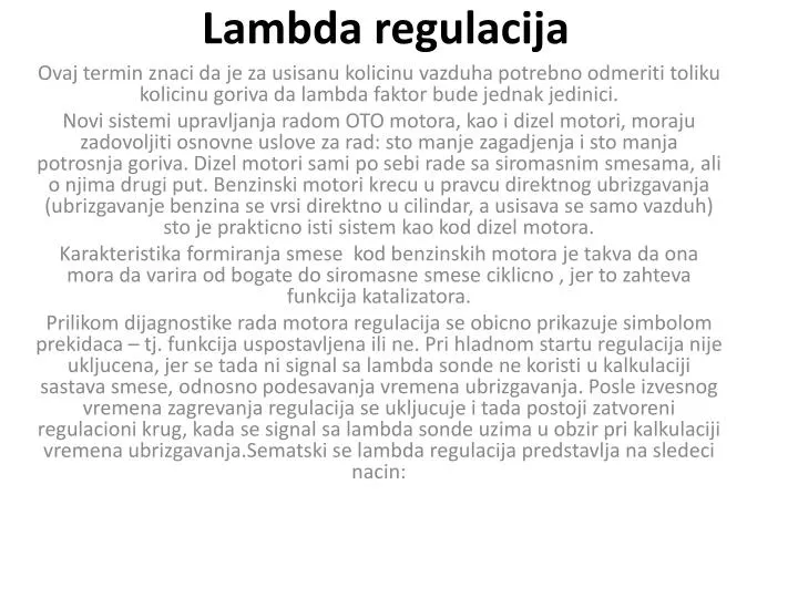 lambda regulacija