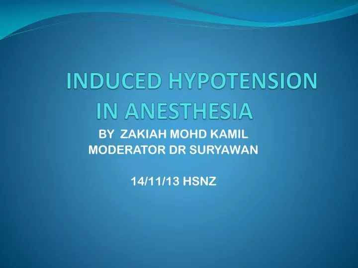 induced hypotension in anesthesia