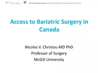Access to Bariatric Surgery in Canada