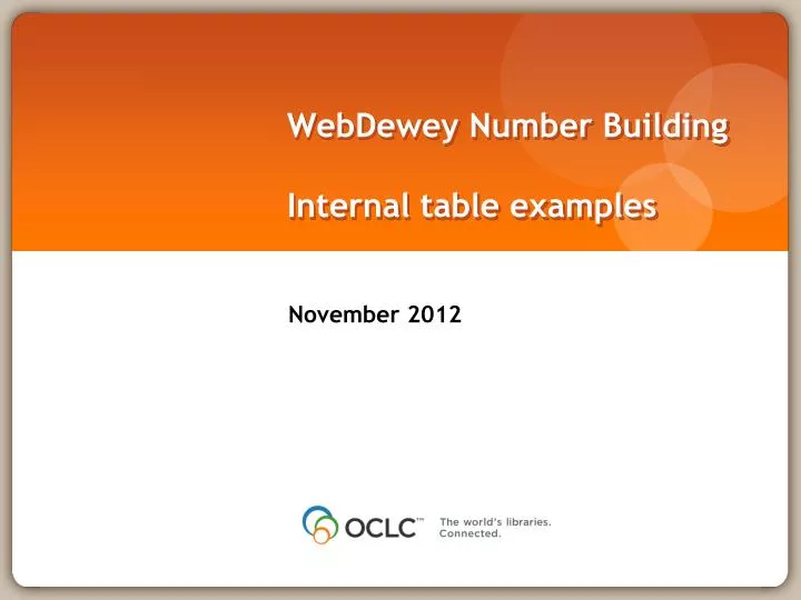 webdewey number building internal table examples
